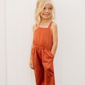 NWT - Girls Button Back Suede Jumpsuit